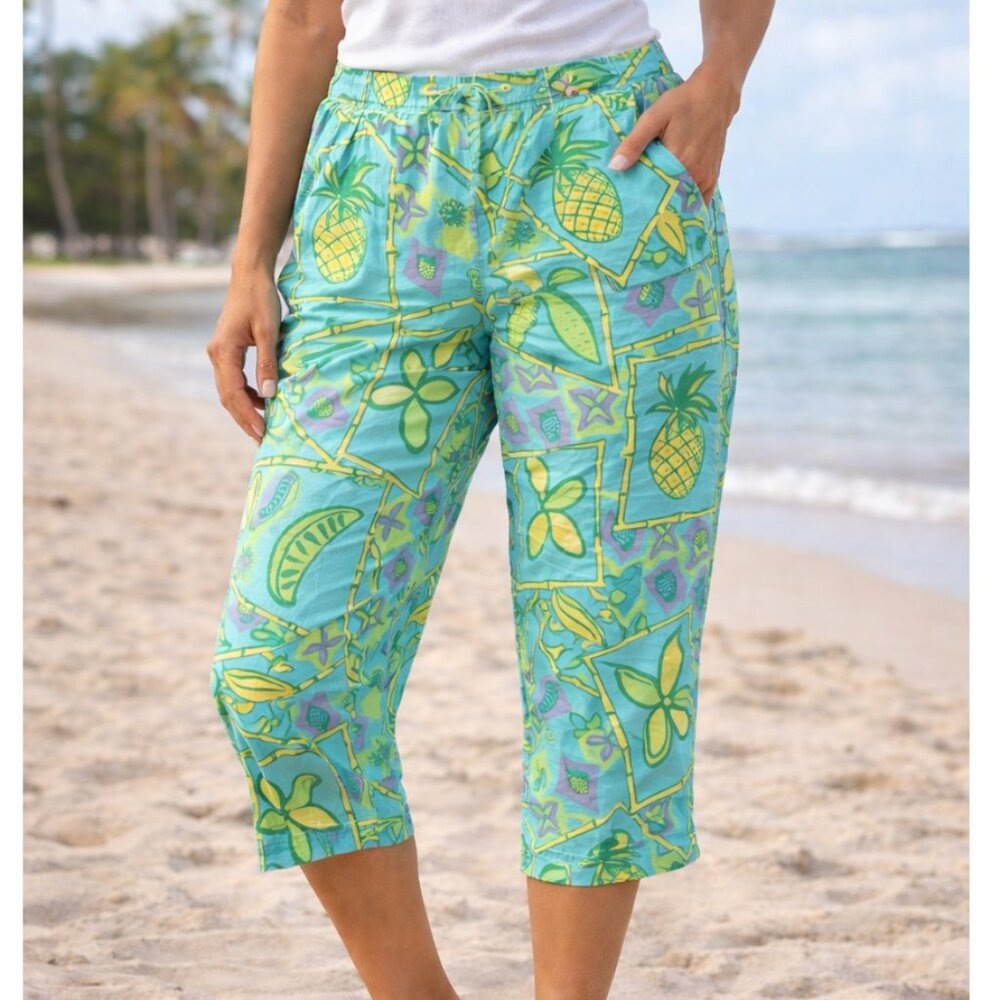 Lily Pulitzer Tropical Blue Green Capri Liza Pants